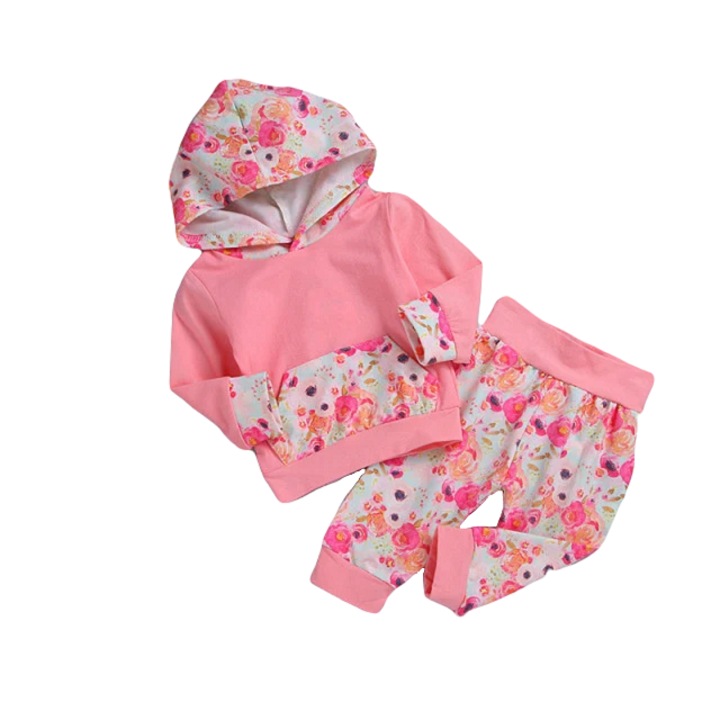 Trening SuperBaby Flowers, Casual, Bumbac, Fete, Maneca lunga, Multicolor
