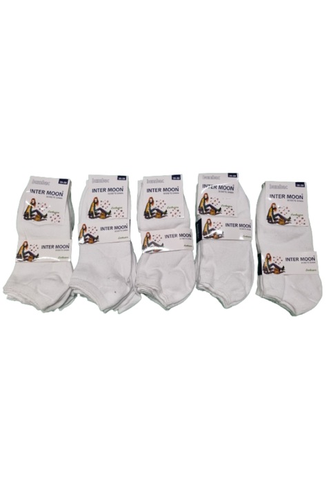Set 20 perechi sosete scurte dama, Inter Moon, 35-39, alb