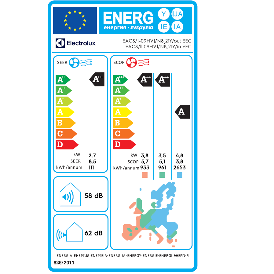 Aer conditionat Electrolux Viking Amber, 9000 BTU, pompa de caldura