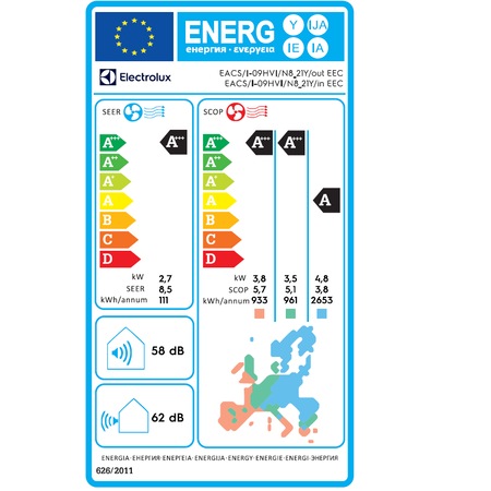 Aer conditionat Electrolux Viking Amber, 9000 BTU, pompa de caldura, Clasa A+++/A+++, Inverter, model I-09HVI