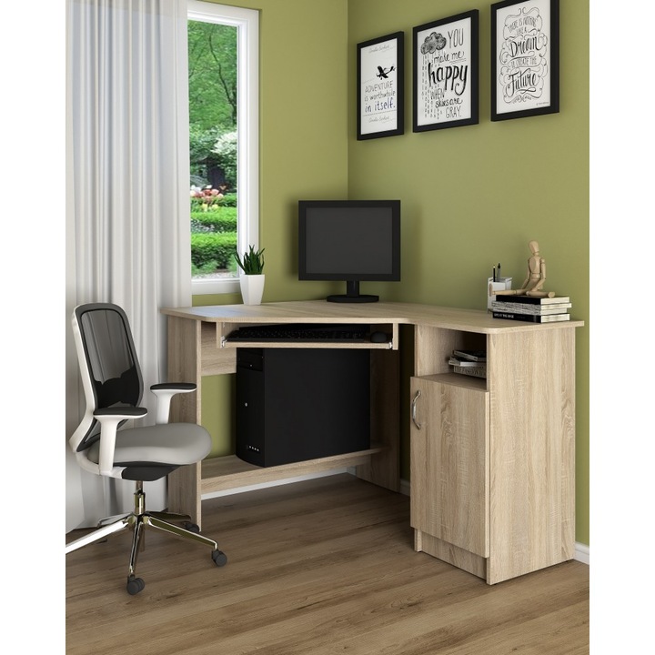 Birou pe colt SU 13 RO, 75x90x120cm, sonoma