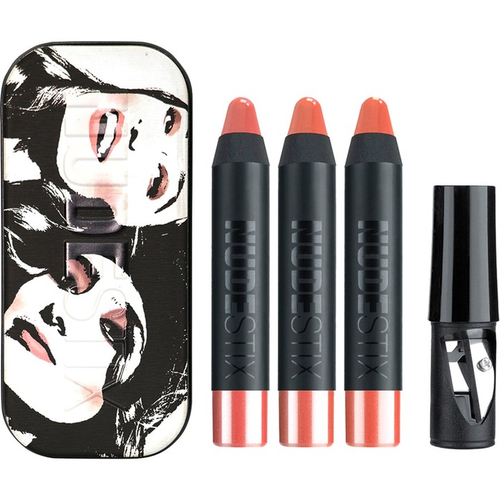 Set Mini Balsam pentru buze si obraji Nudestix Founders Kit Gel Color Lip Cheek Balm, Tay Tay, Ally, J Mama, 3 X 2.5 Ml