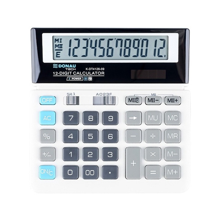 Настолен калкулатор K-DT4126-09, Donau, 12 цифри, Бял