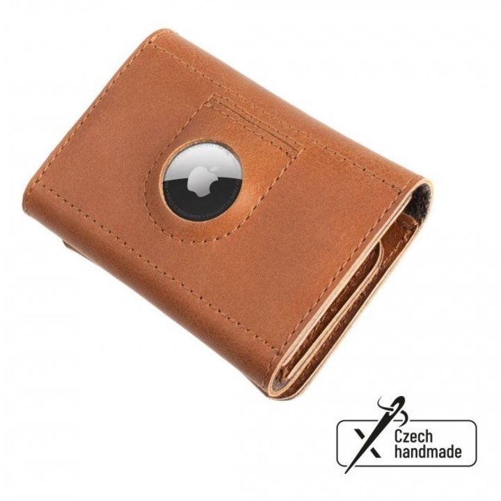 FIXED Tripple FIXWAT-TR2-BRW bőr pénztárca, AirTag tartóval, barna, 192796, Pénztárca