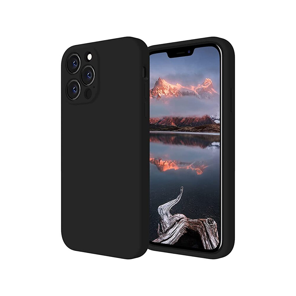 Husa silicon antisoc compatibila cu IPhone 13 Pro Max, Apple, cu microfibra in interior, Negru
