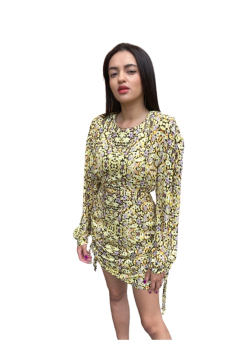 Rochie dama, Agnes, Eleganta, cu Imprimeu, Vascoza, Galben