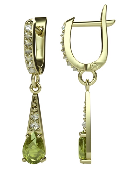 Cercei de dama din aur cu granat