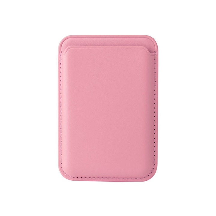 Защитен калъф RiKbo® кожен портфейл за iPhone, съвместим с Apple Magsafe Wallet, розов