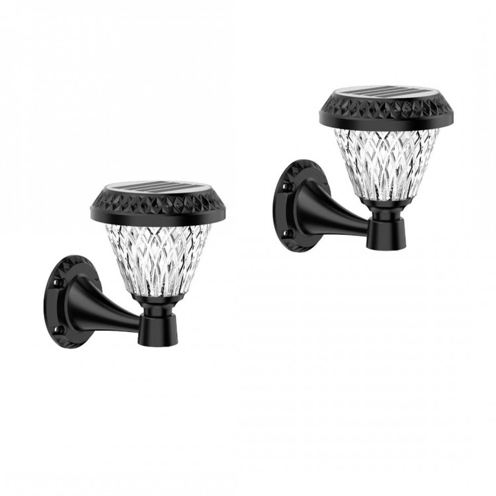 Комплект от 2 броя соларни аплици, SW-RGB-R10BY, черен