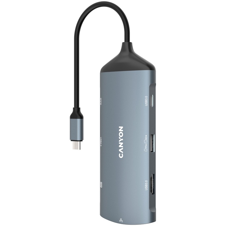 Hub USB Canyon DS-15 8in1 4k USB-C Dark Grey