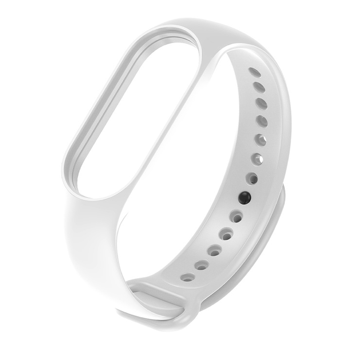 Szilikon szíj intelligens karkötőhöz, amely kompatibilis a Xiaomi Mi Band 5/6/7 telefonnal, fehér
