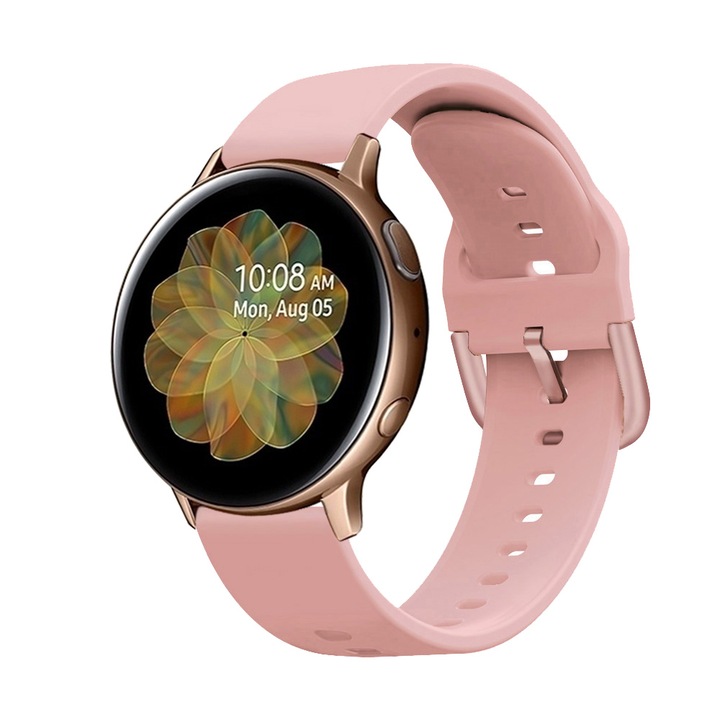 OEM Szilikon gyorskioldó szíj, sima, 20 mm, kompatibilis a Samsung Galaxy Watch Active/Active 2 40/44 mm, Amazfit bip gts gts 2 mini lite, Huawei készülékekkel, rózsaszín
