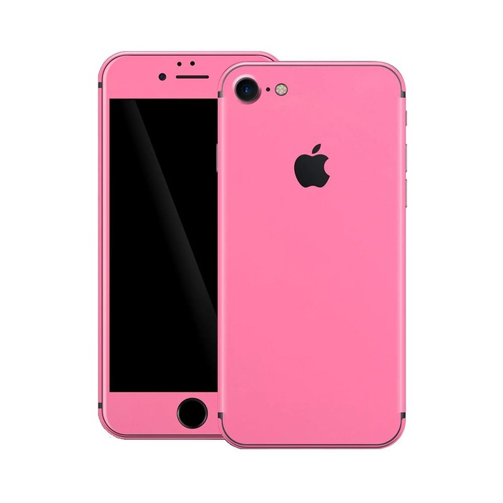 Комплект от две 360 Cover Skin фолиа, съвместими с Apple iPhone 7 - Wrap Skin Hot Glossy Pink