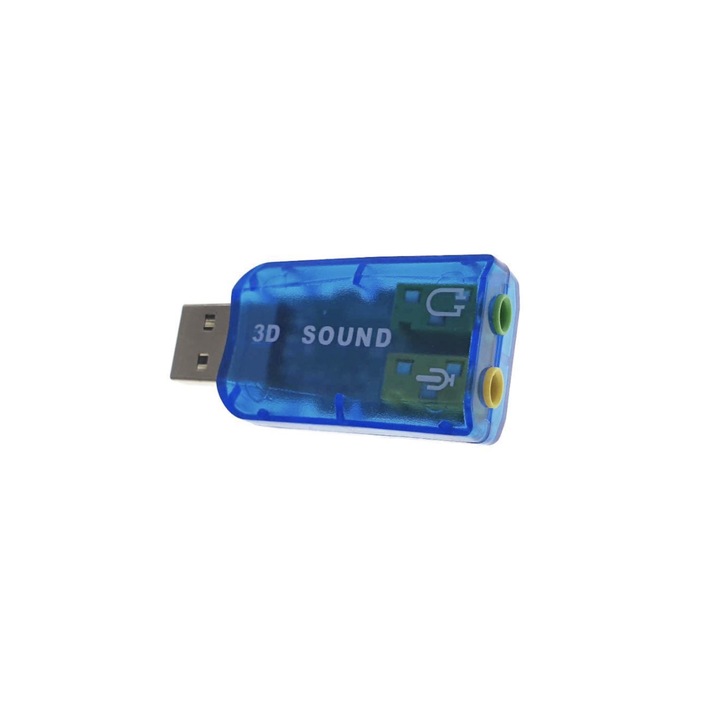Placa de sunet externa USB la 2 x Jack 3.5 mm, adaptor pentru casti si microfon, Albastru, TCL-BBL5843