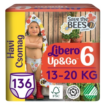 Scutece Libero Up&Go, marimea: 6, 13-20 kg, 136 bucati