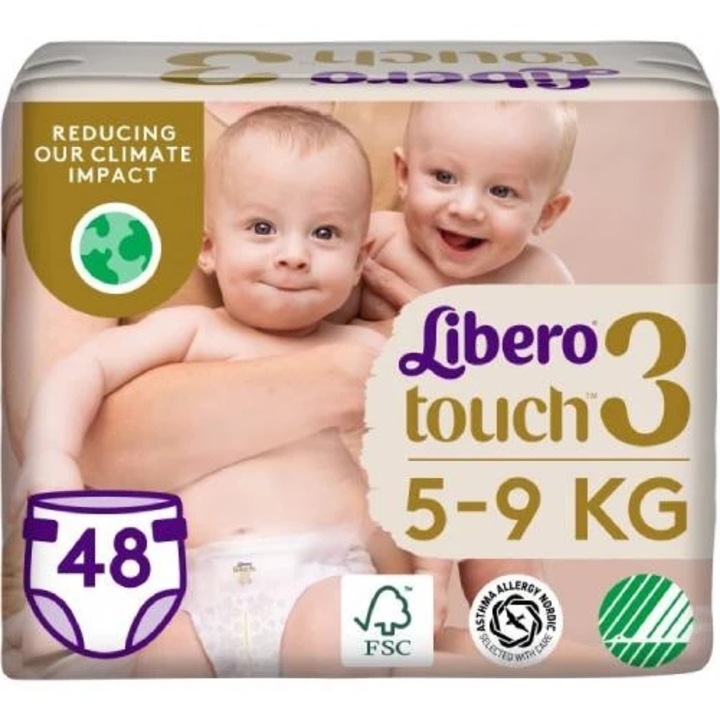 Libero Touch pelenka 3, 5-9 kg, havi pelenkacsomag, 48 db