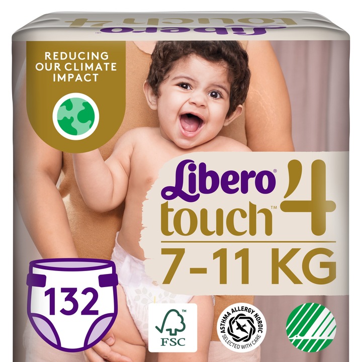 Libero Touch pelenka 4, 7-11 kg, havi pelenkacsomag, 132 db