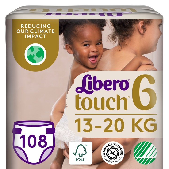 Libero Touch pelenka 6, 13-20 kg, havi pelenkacsomag, 108 db