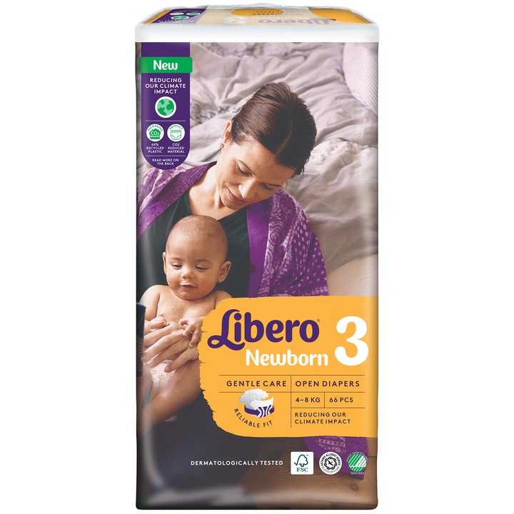 Пелени Libero Newborn, Размер 3, 4-8 кг, 66 броя