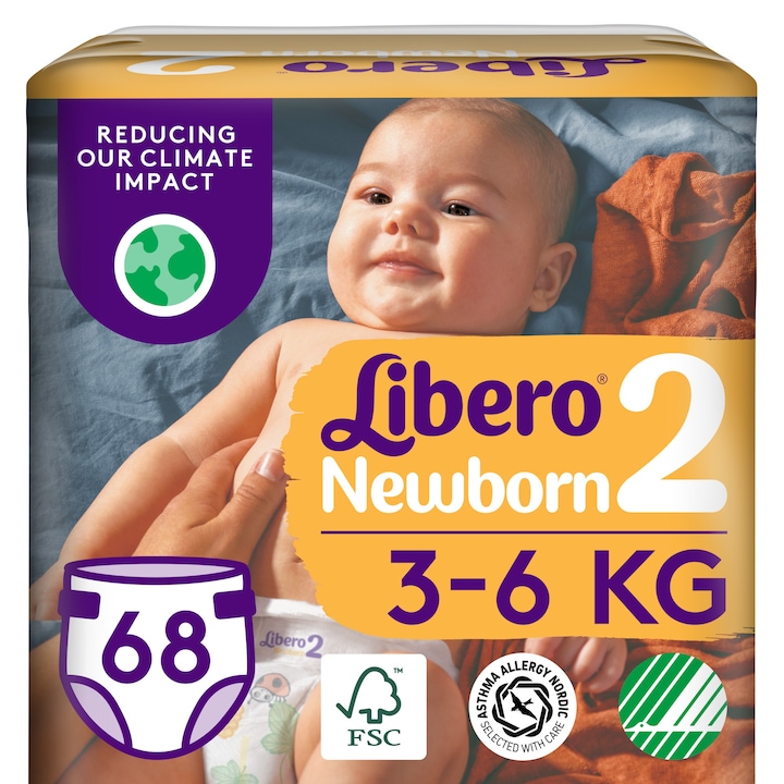 Libero Newborn pelenka 2, 3-6 kg, 68 db