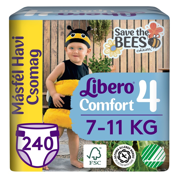 Libero Comfort pelenka 4, 7-11 kg, másfélhavi havi pelenkacsomag, 240 db