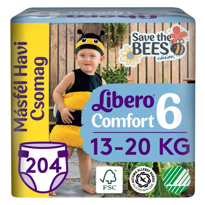 Libero Comfort pelenka 6, 13-20 kg, másfélhavi havi pelenkacsomag, 204 db
