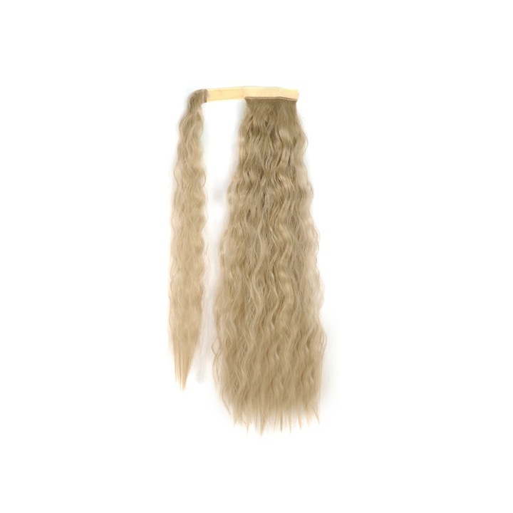 Extensie de par Coada par Blond cenusiu, creata, 60 cm, Animis Beauty®, fibra sintetica cu aspect natural