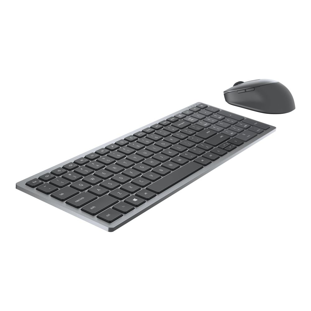Tastatura si mouse, DELL, KM7120W, Wireless + Bluetooth, AZERTY French, Titanium, Gri