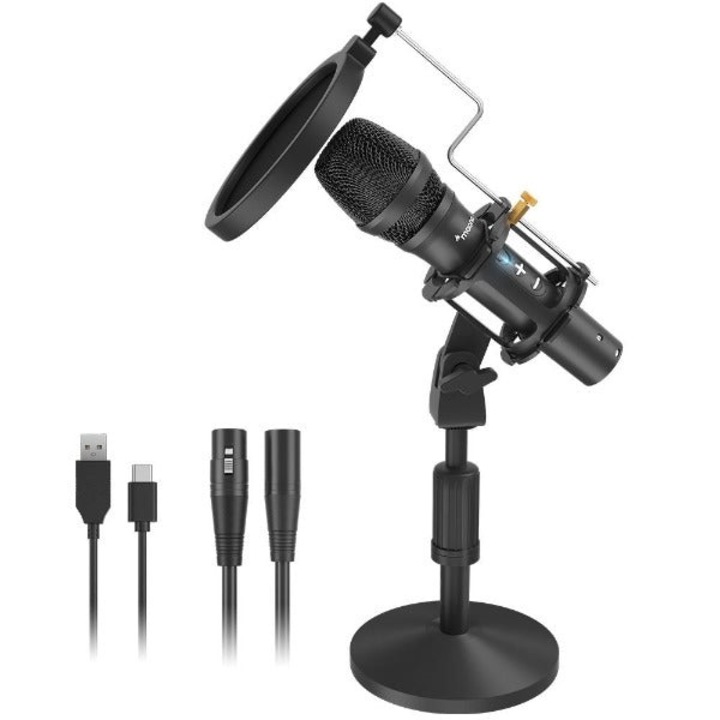 MAONO Asztali Mikrofon AU-HD300T, USB/XLR Zero-Latency Monitoring Cardioid Dynamic Mic (AU-HD300T)