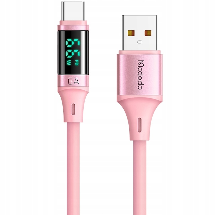 Cablu incarcare Mcdodo, USB, USB-C, QC 4.0, 66W, extrarezistent, pentru Samsung, Apple, Huawei, Xiaomi, OPPO, Digital HD Series, 1,2m, roz