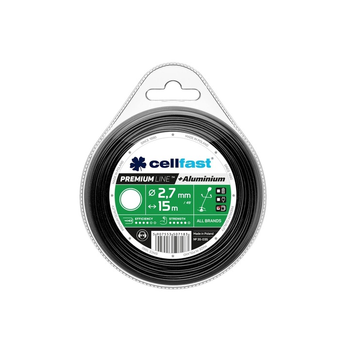 Fir nylon, cu aluminiu, rotund, diametru 2.7 mm x 15 m