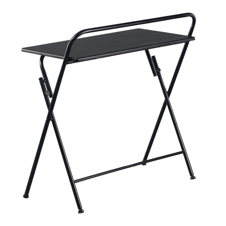 Birou calculator pliabil cu structura metalica si blat MDF negru, dimensiuni 80 x 83 x 40 cm