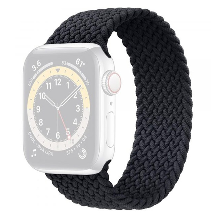 Каишка за часовник WatchBand™ , Съвместима с Apple Watch 1/2/3/4/5/6/7/SE/Nike+ - 38/40/41 мм, Малък, Черен