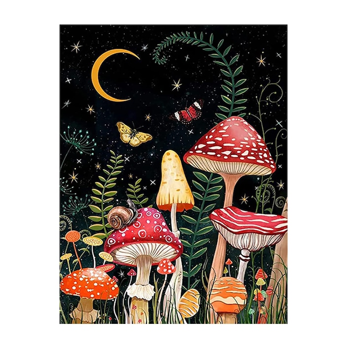 Set pictura cu diamante 5D, Model ciuperca, 24.9x34.9 cm, Multicolor