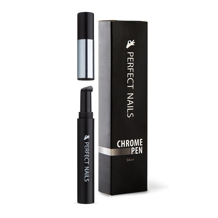 Perfect Nails Chrome Pen - Krómpor Körömdíszítő Toll - Ezüst