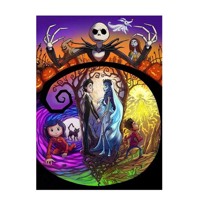 Set pictura cu diamante 5D, Model craniu, 24.9x34.9 cm, Multicolor