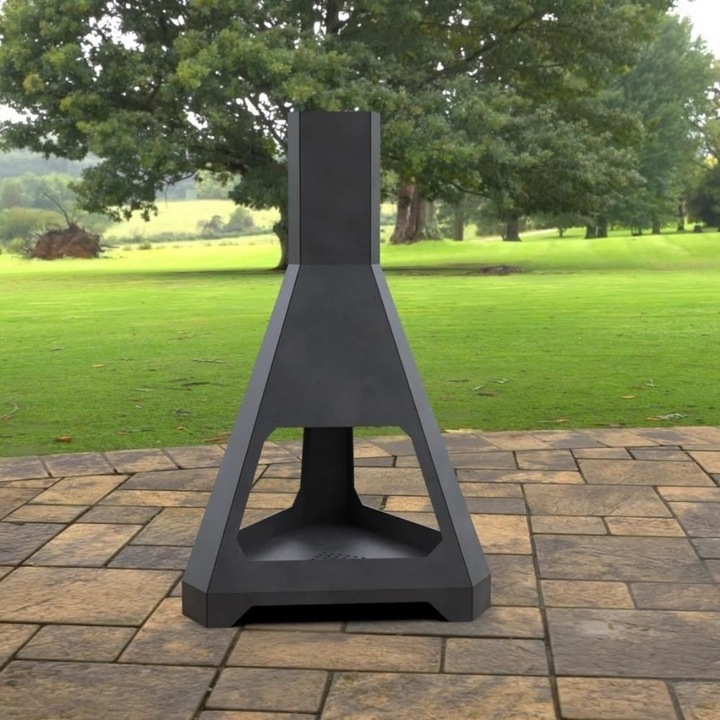 Incalzitor pentru terasa/gradina, Hexagon Fire Pit KRO-1075, Otel, Negru, 1158x725 mm, grosime 3 mm