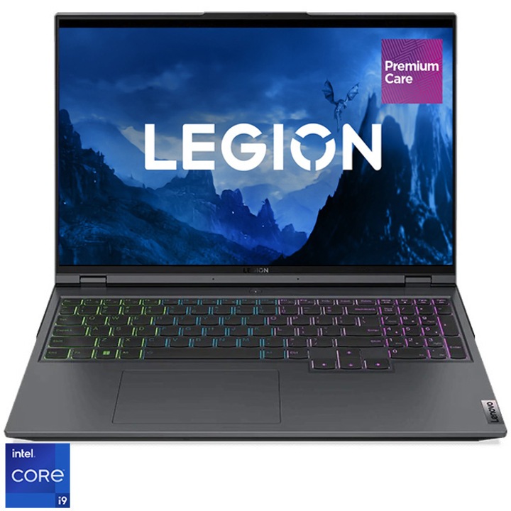 Laptop Gaming Lenovo Legion 5 Pro 16IAH7H cu procesor Intel® Core™ i9-12900H pana la 5.00 GHz, 16", WQXGA , IPS, 165Hz, 16GB, 1TB SSD, NVIDIA GeForce RTX 3070 8GB, No OS, Storm Grey, 3y on-site Premium Care