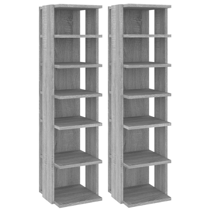 Комплект шкафове за обувки vidaXL, 2 бр, Сив сонома, 25x27x102 см, Инженерно дърво