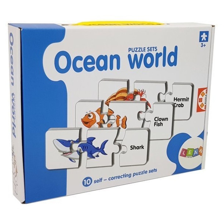 Puzzle educativ Animale Marine 10 tipuri, 30 piese