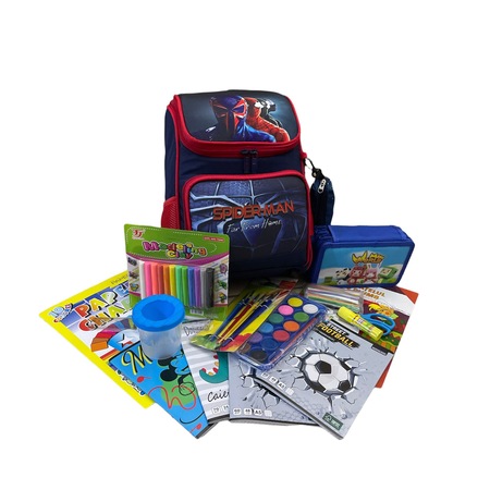 Ghiozdan complet echipat, Spider-Man, clasa 0, pregatitoare, clasa l, 40 x 30 x 13cm