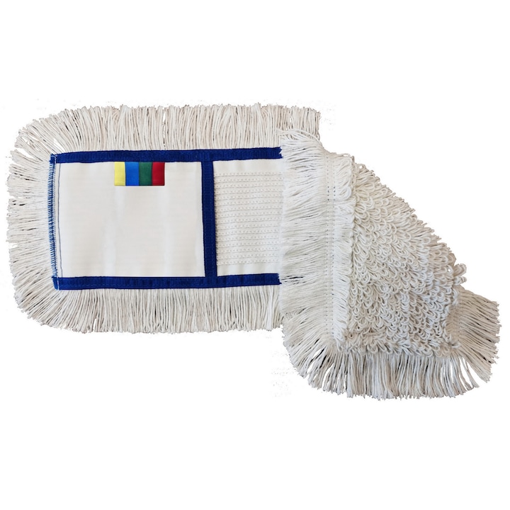 Mop profesional plat cu buzunare, 100% bumbac, 230gr, 60cm, cu cod de culori EU
