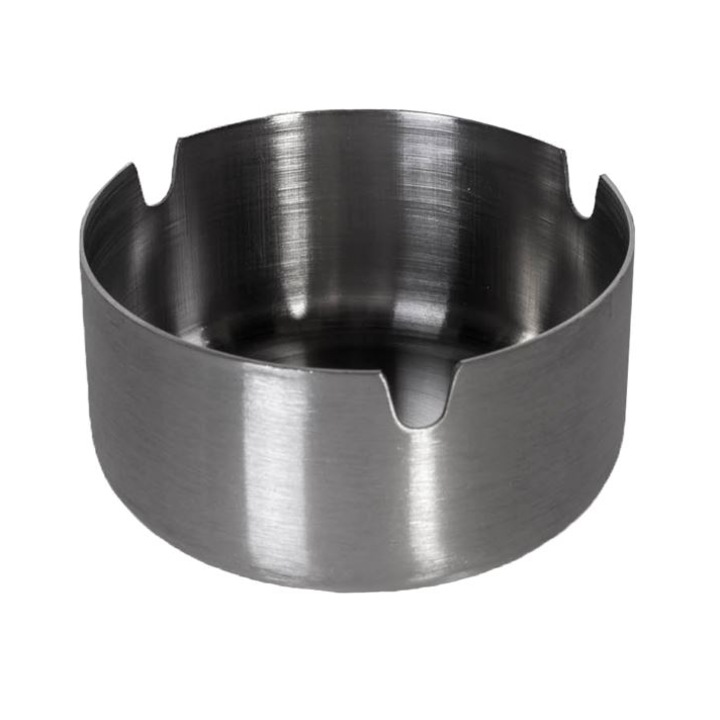 Scrumiera metalica rotunda Kopenpal, Argintie, 8x4 cm