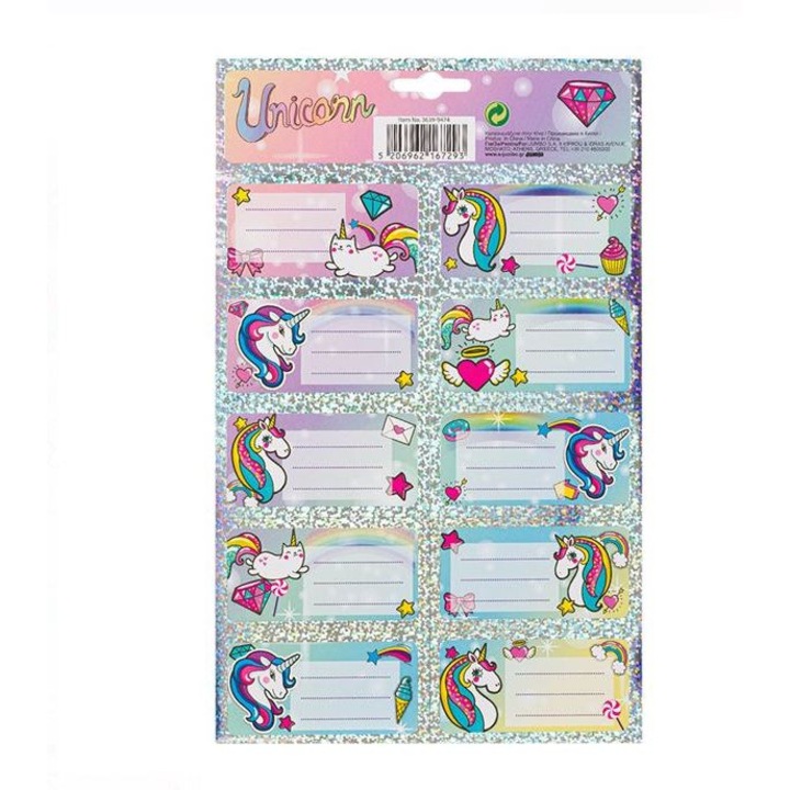 Комплект от 20 етикета Pink Unicorn