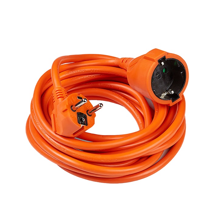 Prelungitor electric 5 metri, cu fisa si priza, cablu 3 x 1.5 mm, orange
