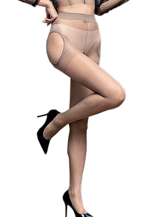 Ciorap dama, Rochena, Lycra, Talie inalta, 8618, Gri, S-M INTL