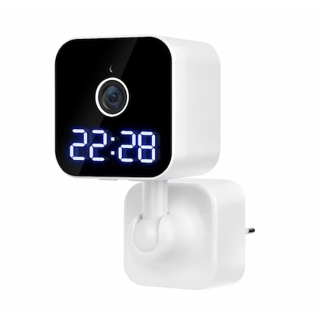 Camera spion cu afisare ceas Led, dispozitiv pentru spionaj, Full HD 1080P Si cu Rotire 360 grade, Audio, Microfon, Video, Foto IP, Night Vision, Detectarea miscarilor, Audio bidirectional