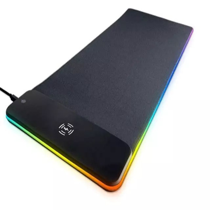 Mousepad Gaming Rezistent la apa cu Incarcare Wireless 10W si RGB, 800X300x40, Ultradion
