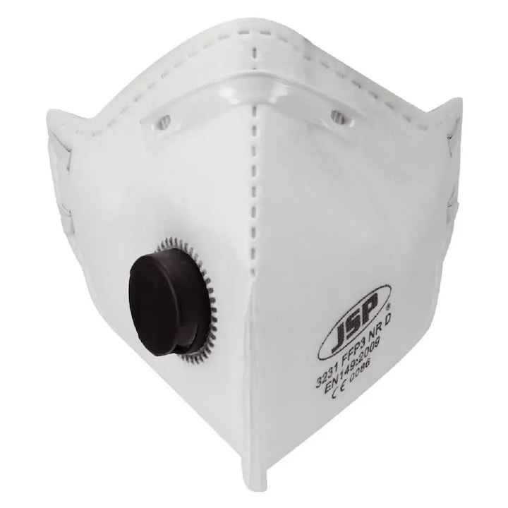 Комплект от 2 маски за дихателна защита, JSP, FFP2 NR, с клапа, противопрахови, бели