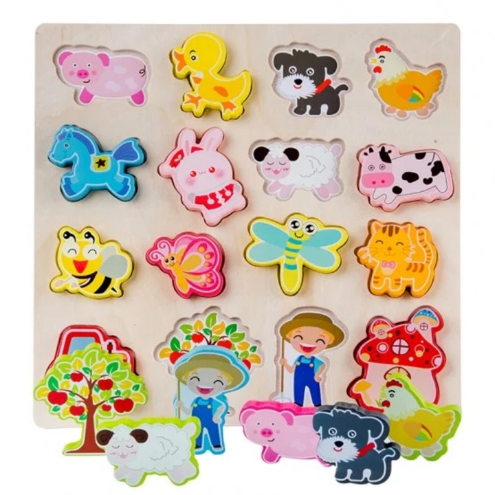 Állatfarm 3D fából készült puzzle számok szerint
